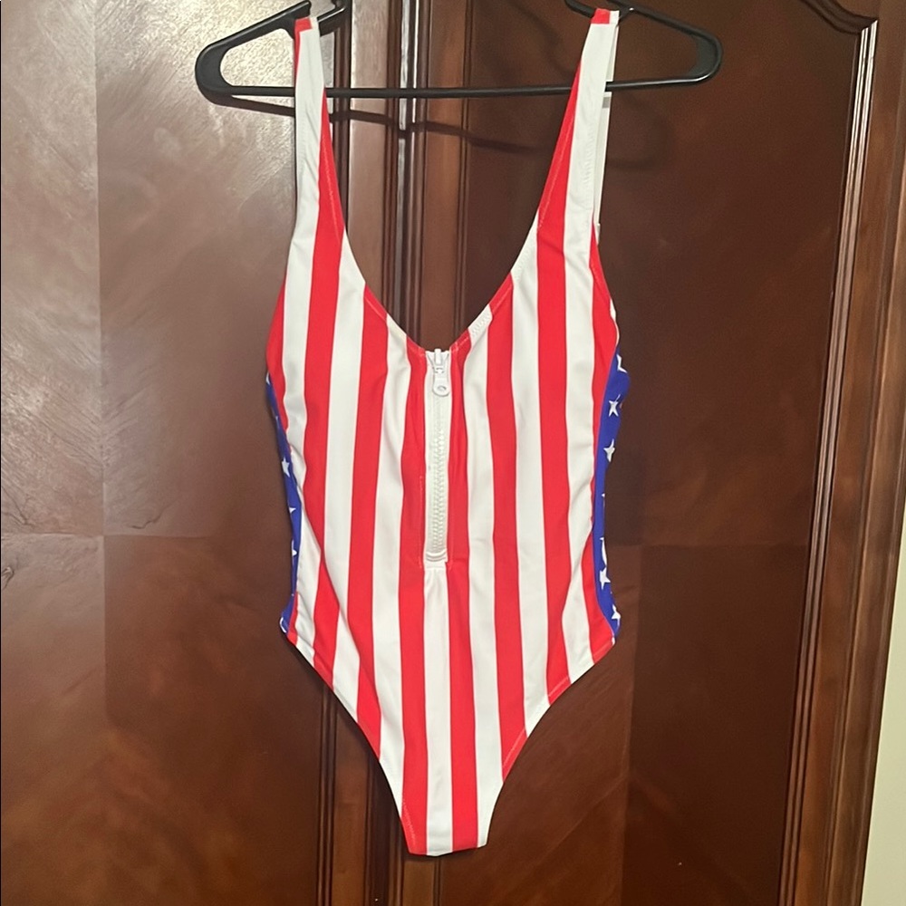 Patriotic Striped One-Piece Swimsuit NWOT